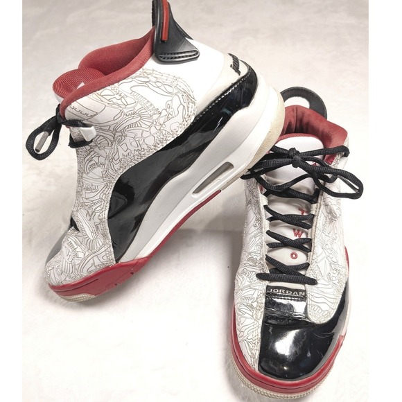 Jordan Other - Jordan Dub Zero White Fire Red Black Laser Etched Kids Shoes Size 7Y